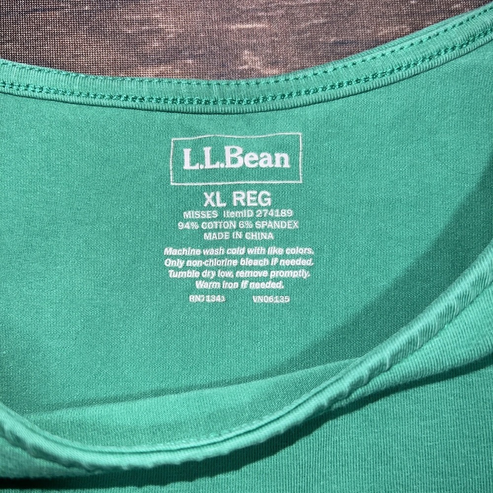 LL Bean Women's Cotton Stretch Sleeveless Tank Top Green Size XL - Picture 2 of 6